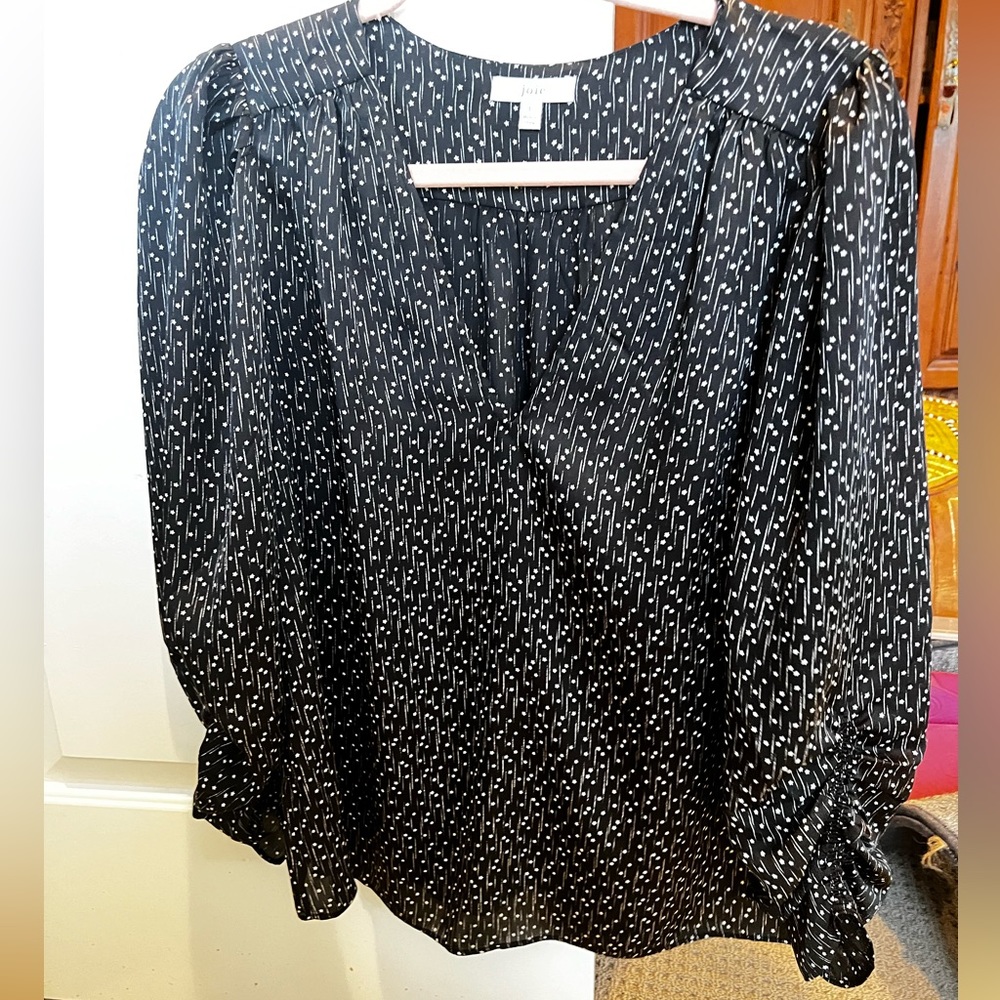 Joie Black Silk with Silver Stars. Size Large. - Picture 1 of 7
